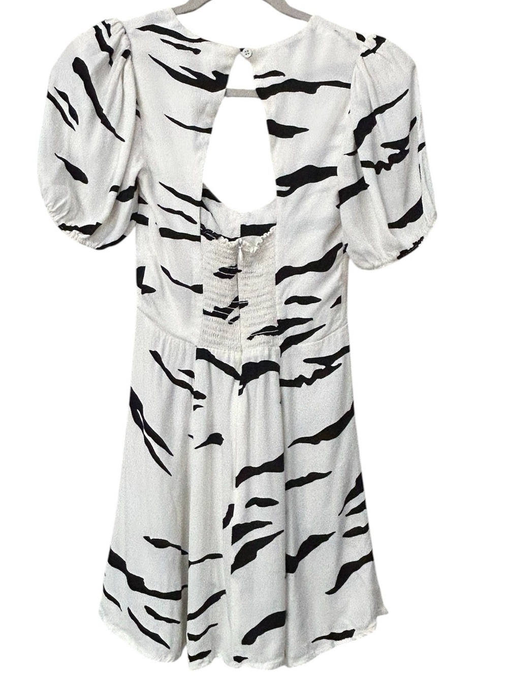Reformation Clancie Minidress Pinto White Black Zebra Sweetheart neckline Sz 4 - Picture 5 of 14